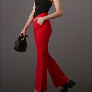 Anthropologie MAEVE red knit flare pants XS